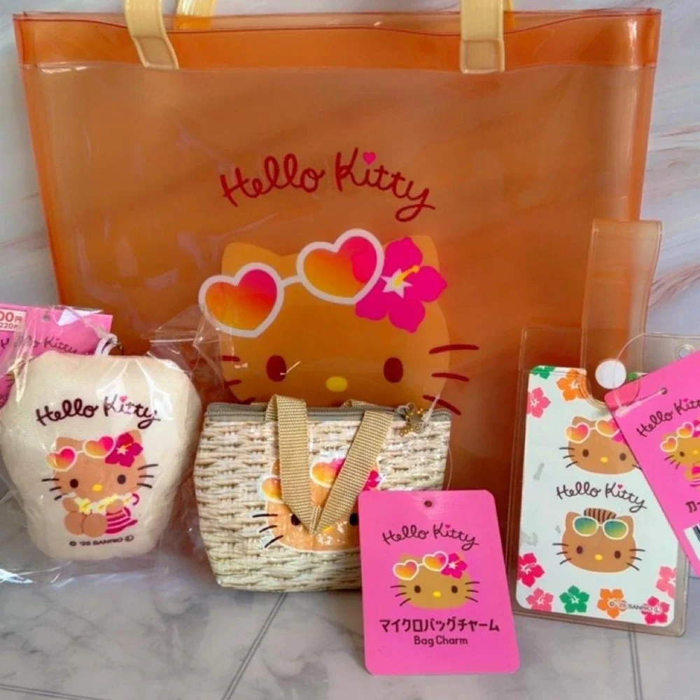 DEADSTOCK SUNTANNED HELLO KITTY BAG PLUSH COLLECTORS BUNDLE NEW